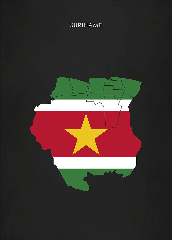 Suriname Flag Map Poster