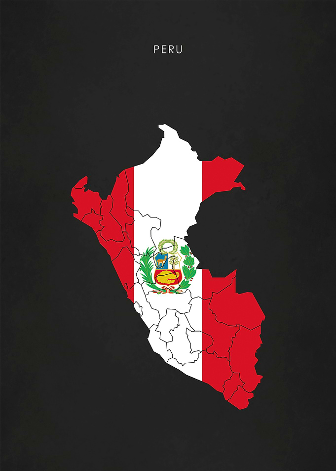 Peru Flag Map Poster