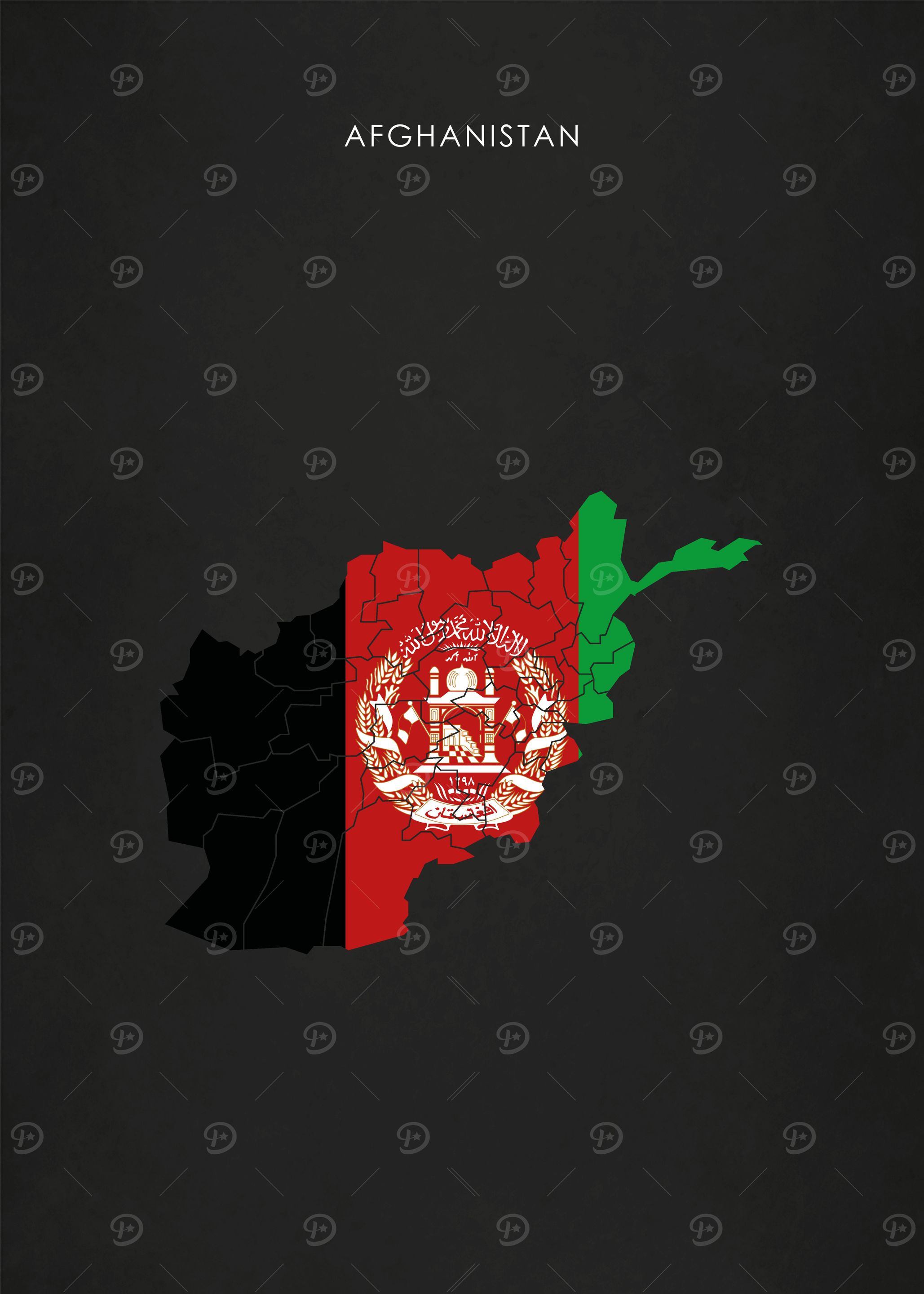 Afghanistan Flag Map