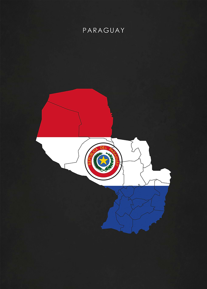 Paraguay Flag Map Poster
