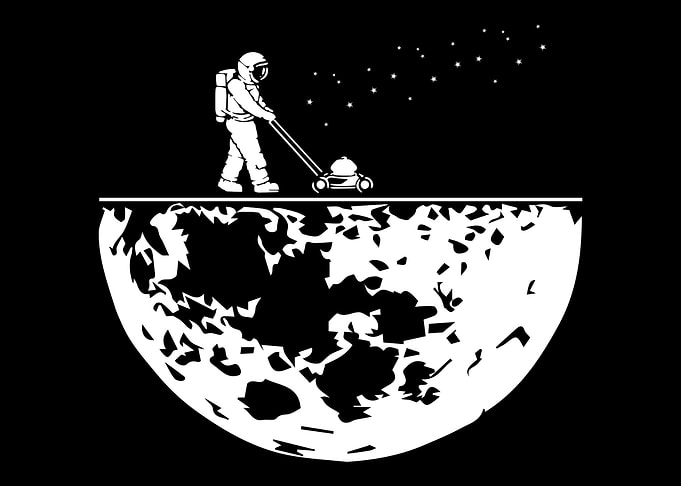 Astronaut Mowing
