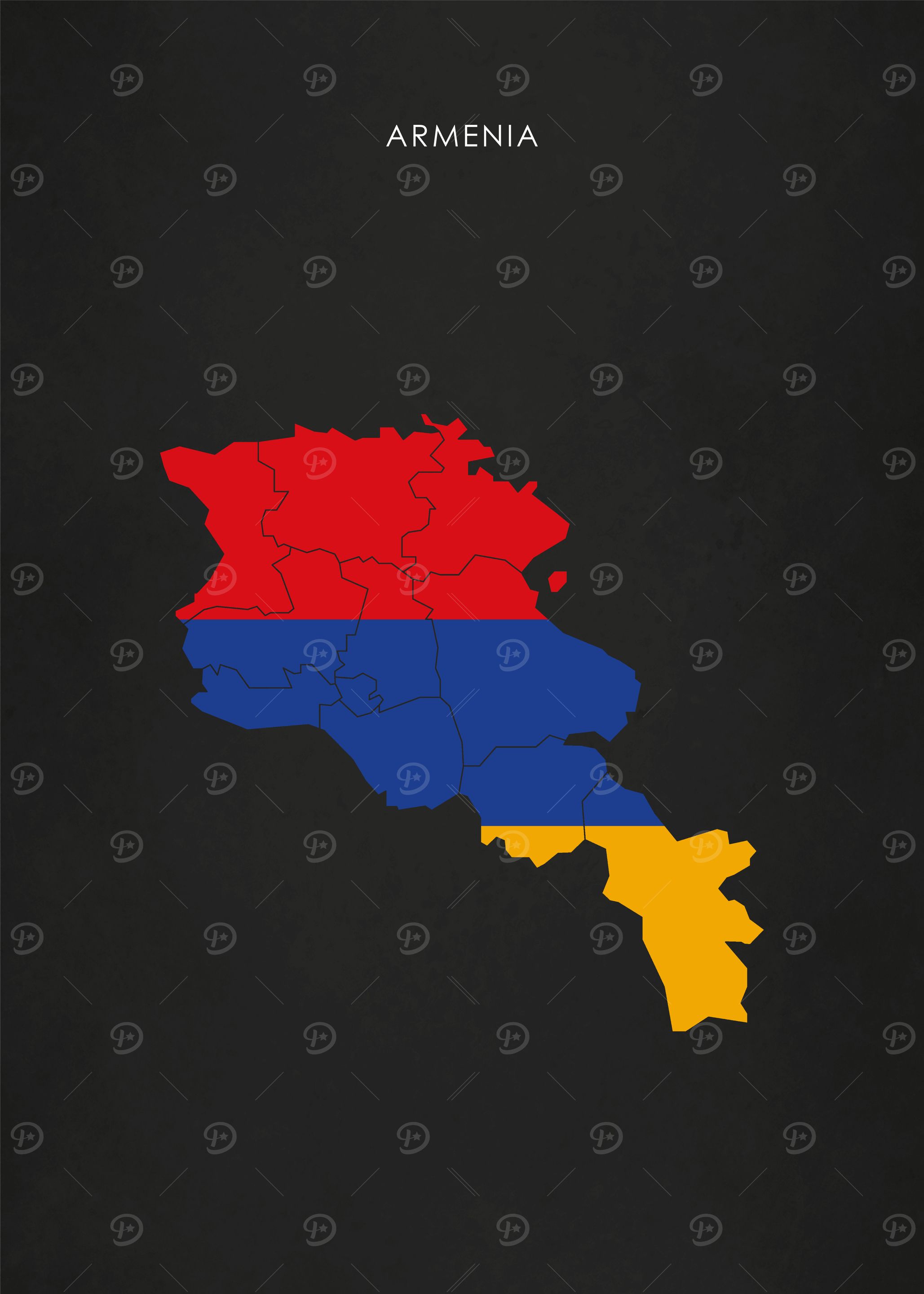 Armenia Flag Map Poster