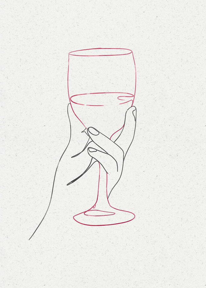 One Line Wine Poster