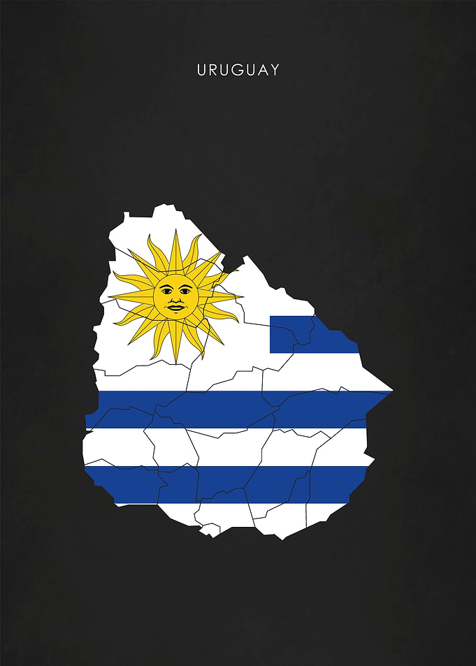 Uruguay Flag Map Poster