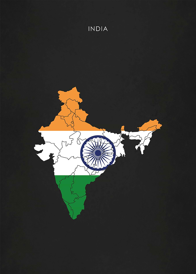 India Flag Map Poster