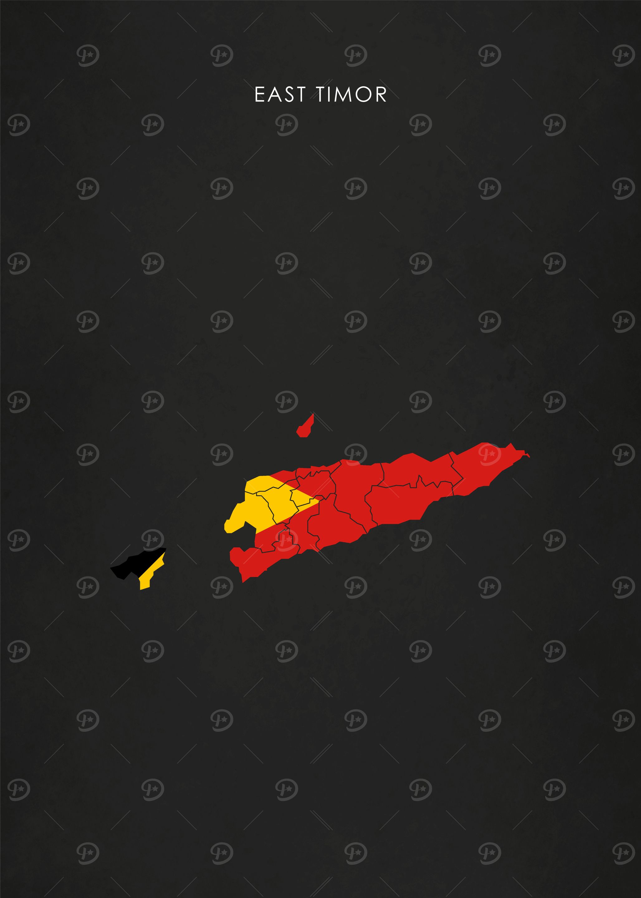East Timor Flag Map Poster