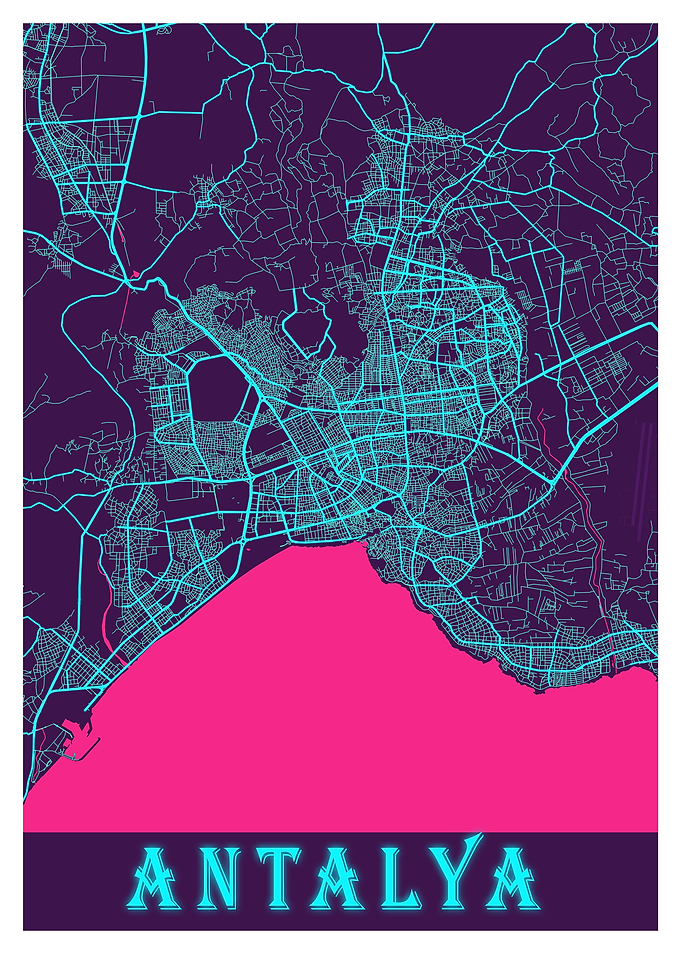 Antalya Neon City Map