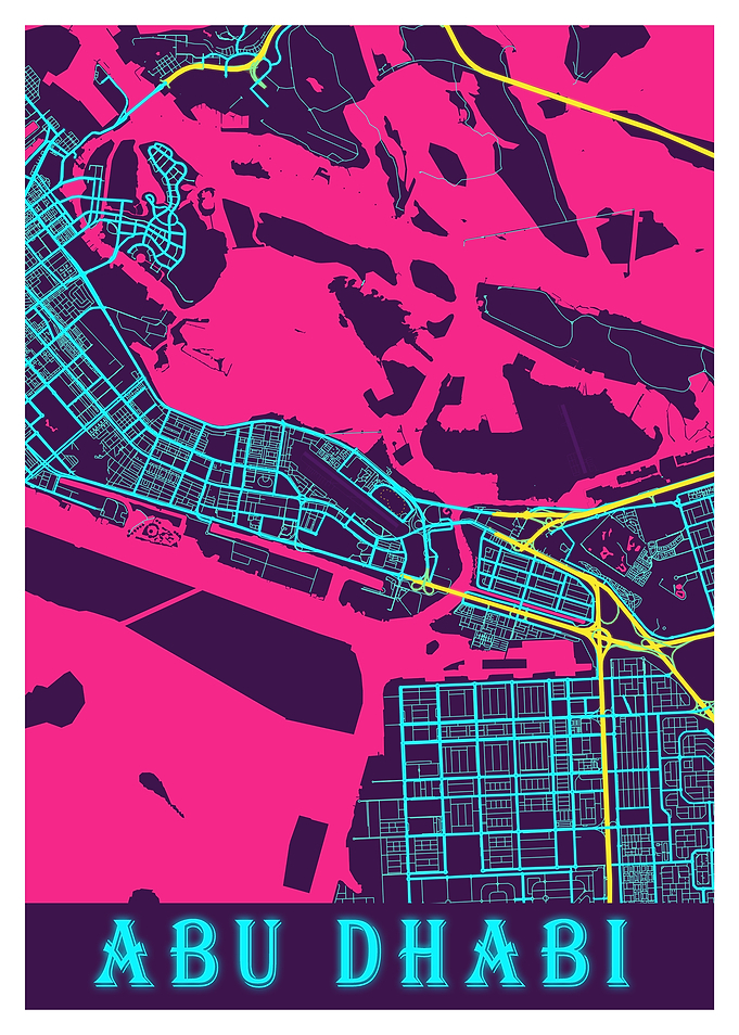 Abu Dhabi Neon City Map