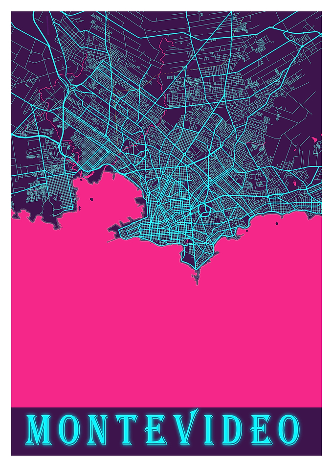Montevideo Neon City Map
