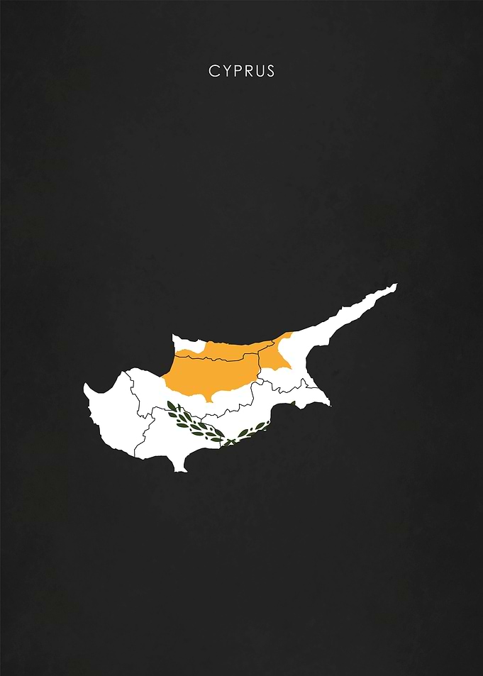 Cyprus Flag Map Poster