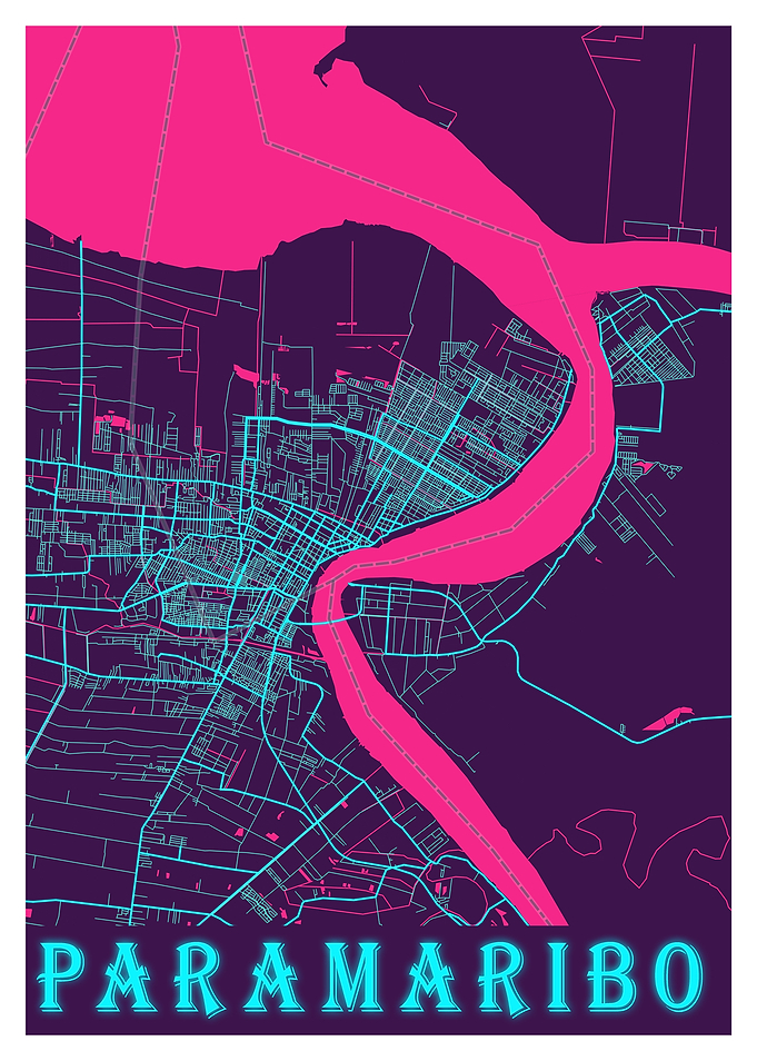 Paramaribo Neon City Map