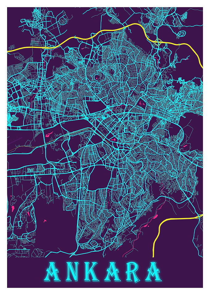 Ankara Neon City Map