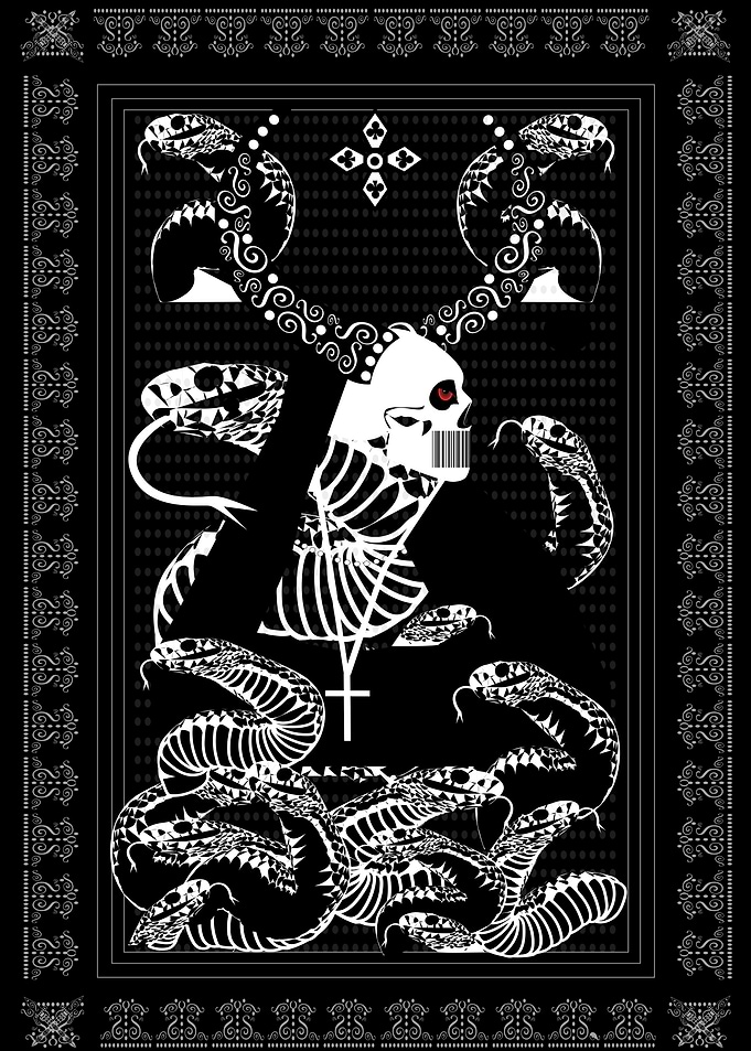 Tarot card skull death wit