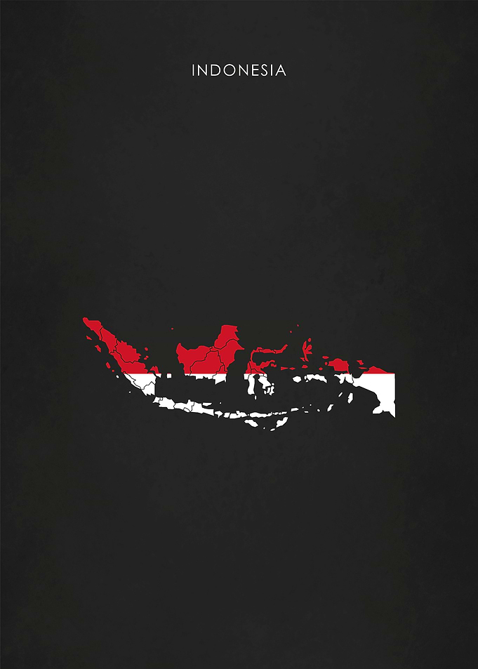 Indonesia Flag Map Poster
