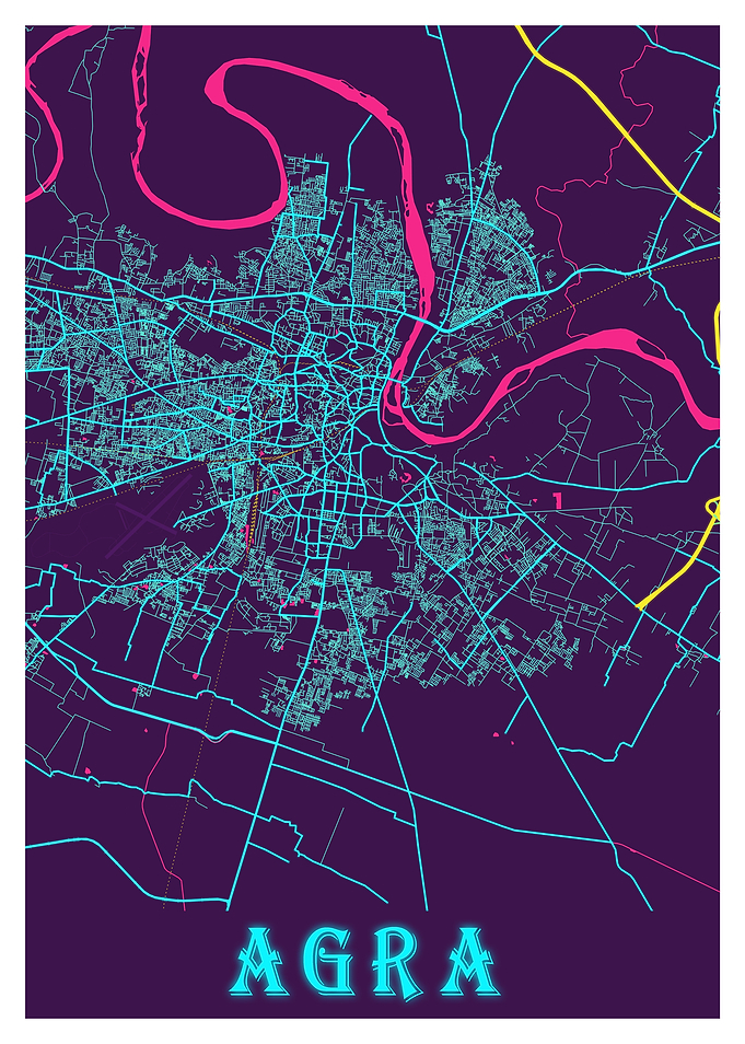 Agra Neon City Map