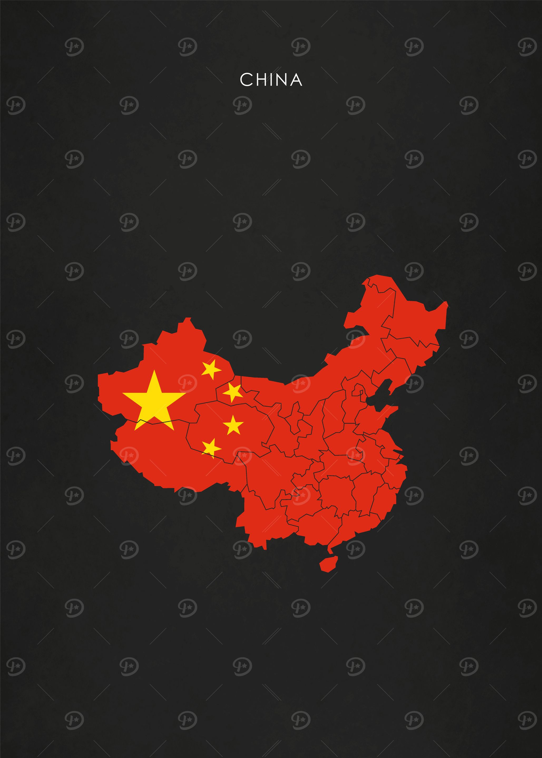 China Flag Map Poster