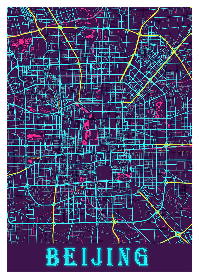 Beijing Neon City Map