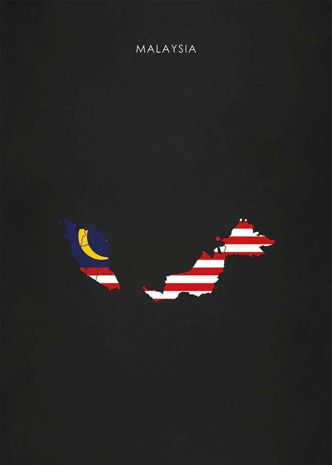 Malaysia Flag Map Poster