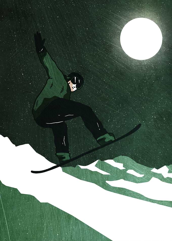 Snowboarding Moonlight