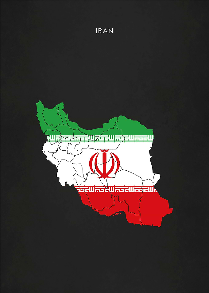 Iran Flag Map Poster