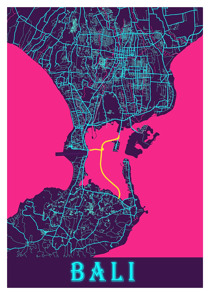 Bali Neon City Map Bali