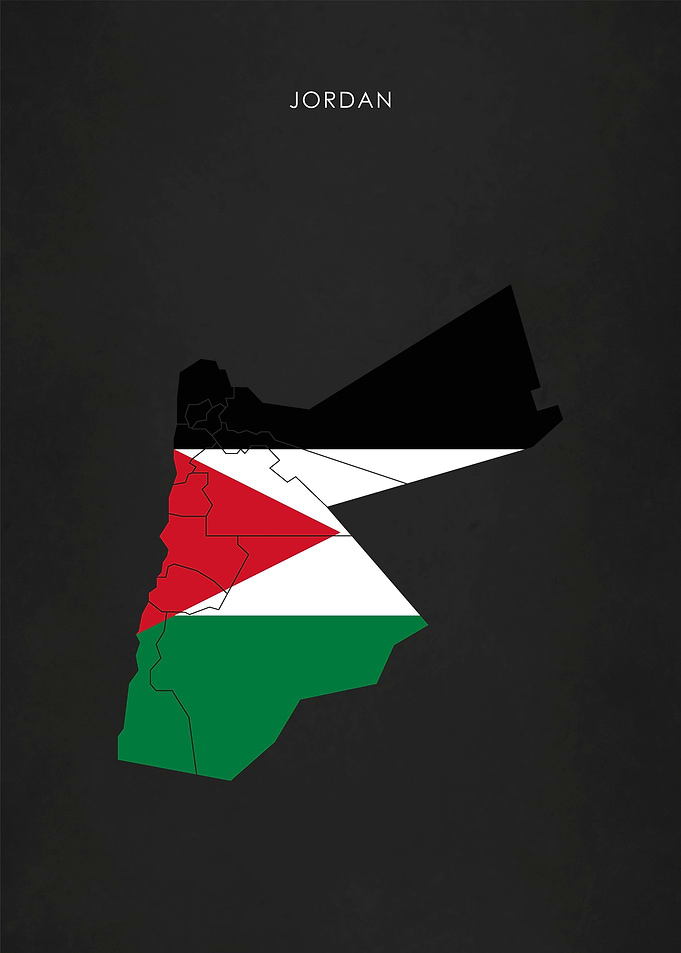 Jordan Flag Map Poster