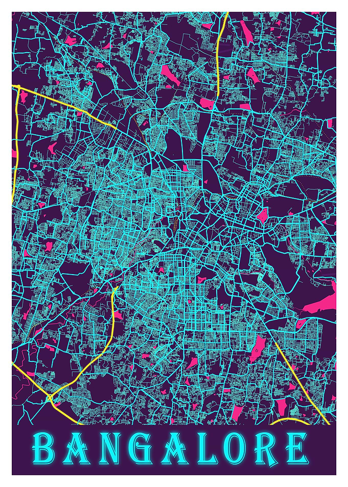 Bangalore Neon City Map