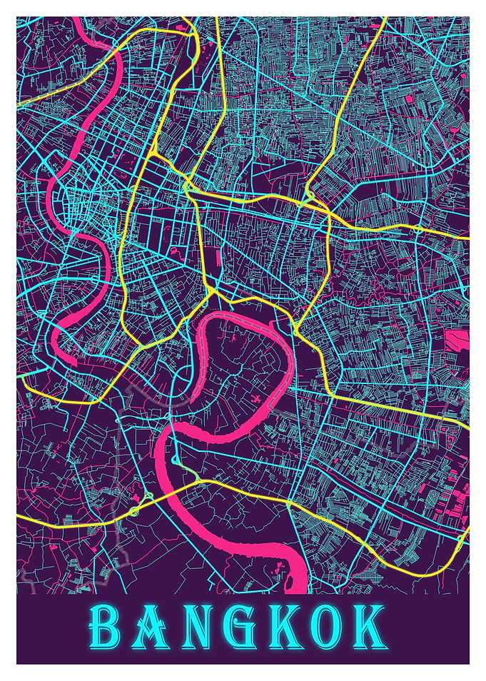 Bangkok Neon City Map