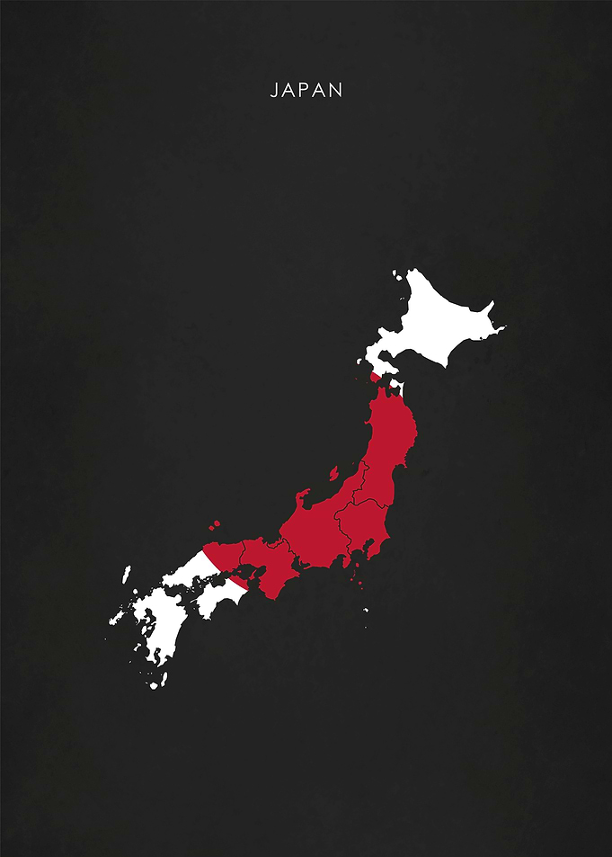 Japan Flag Map Poster