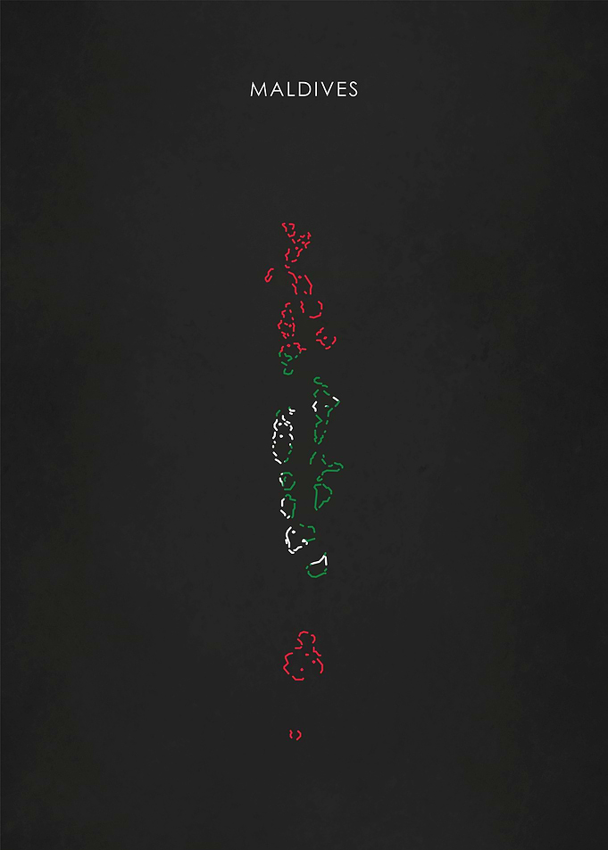 Maldives Flag Map Poster