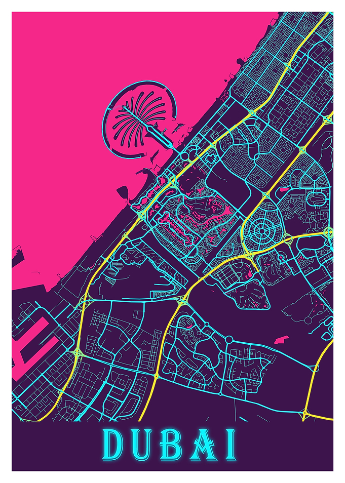 Dubai Neon City Map