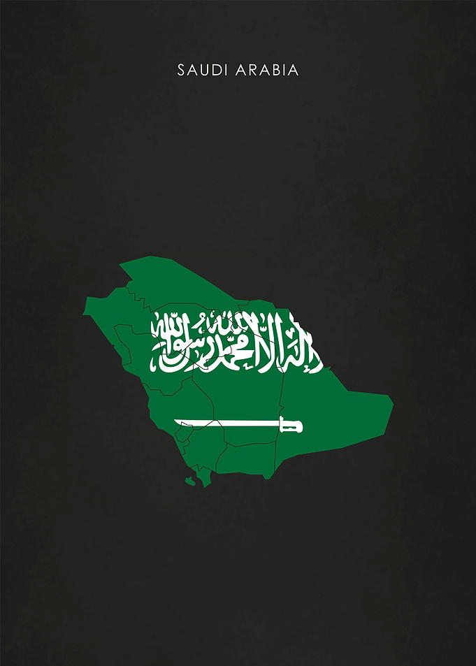 Saudi Arabia Flag Map