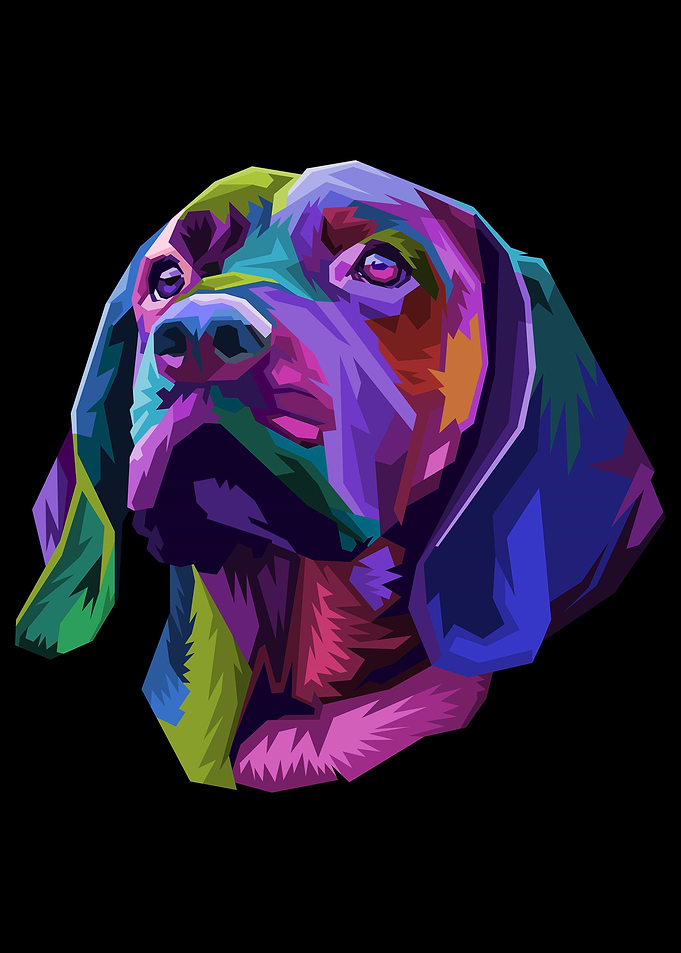 Colorful dog head pop art