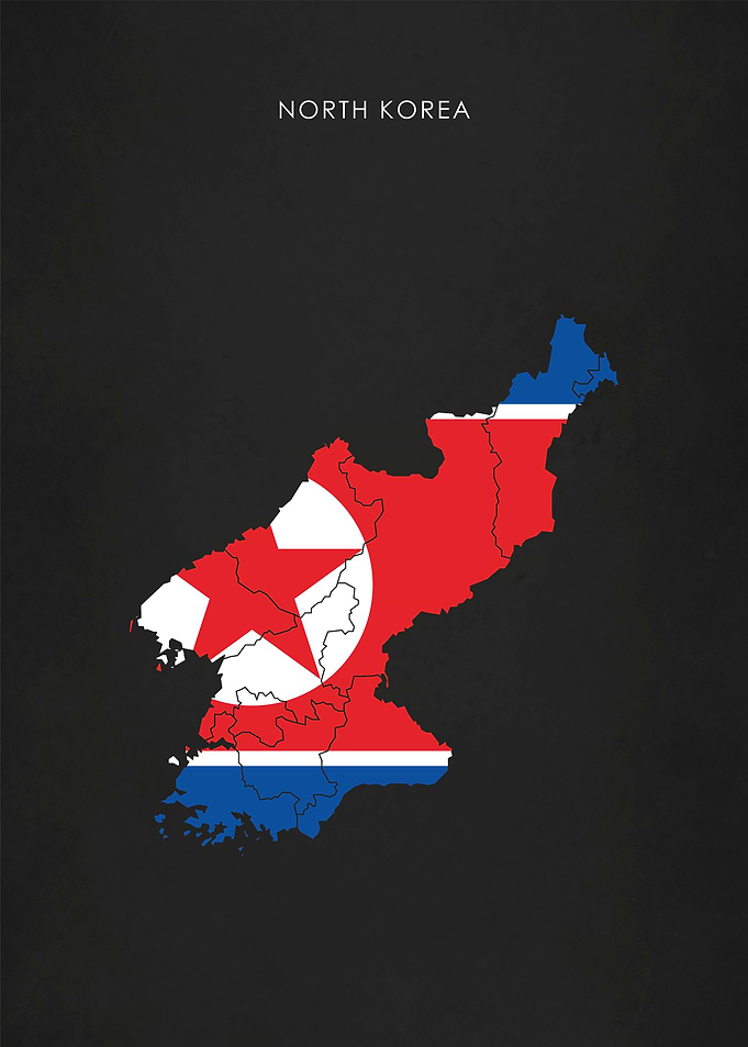 North Korea Flag Map