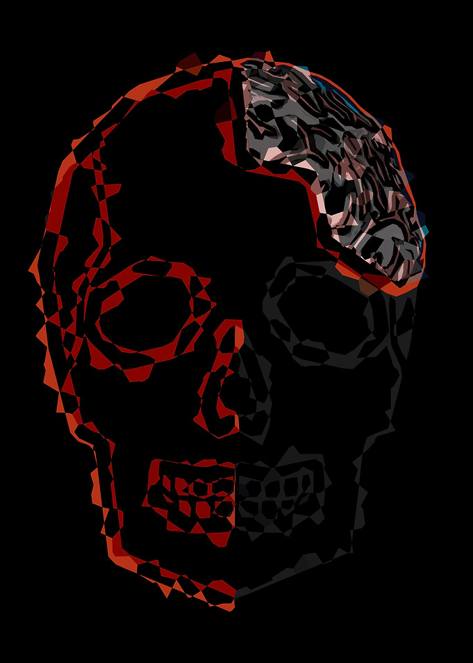 Fractured skull black