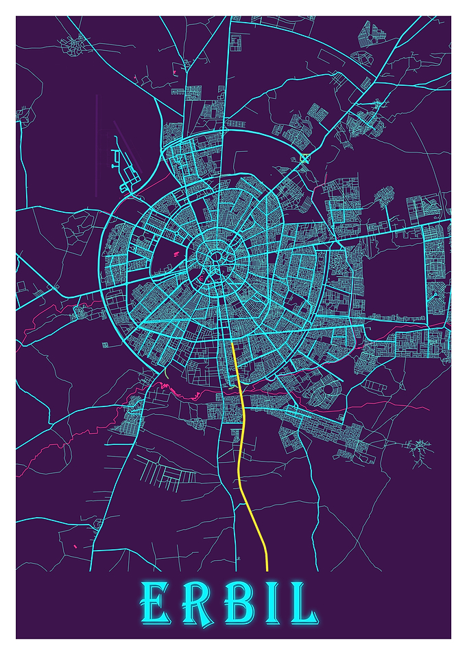 Erbil Neon City Map