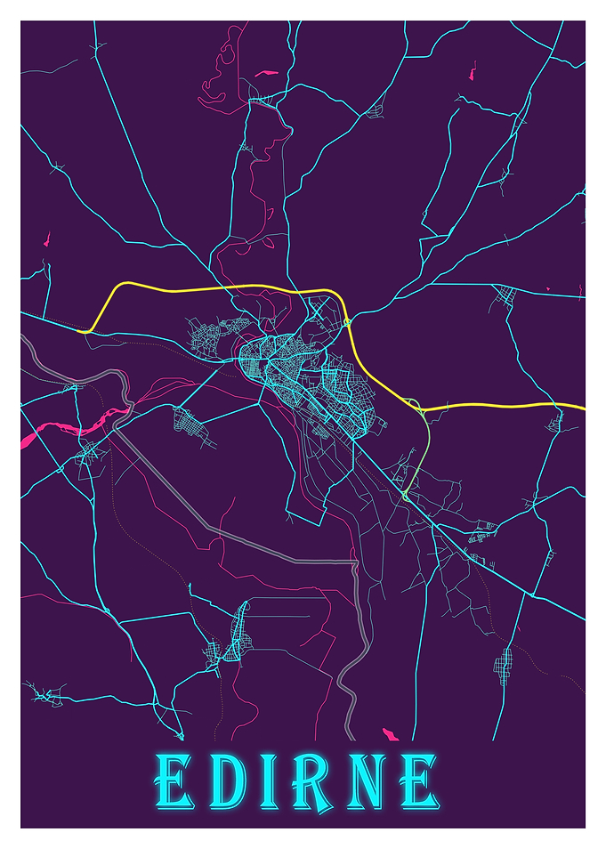 Edirne Neon City Map