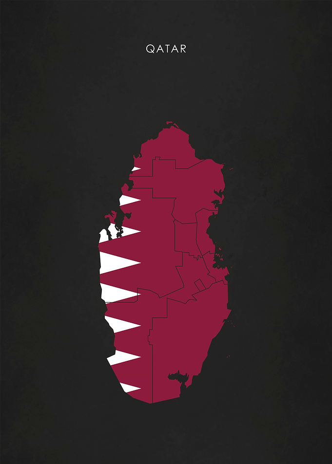 Qatar Flag Map Poster