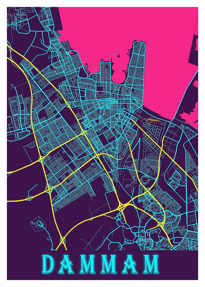 Dammam Neon City Map