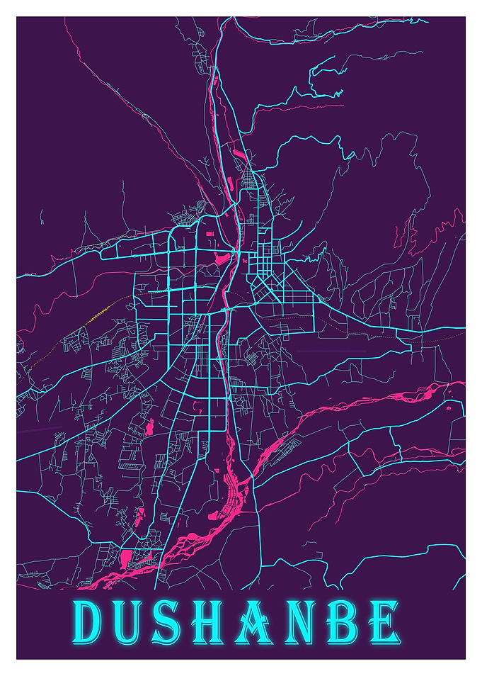 Dushanbe Neon City Map