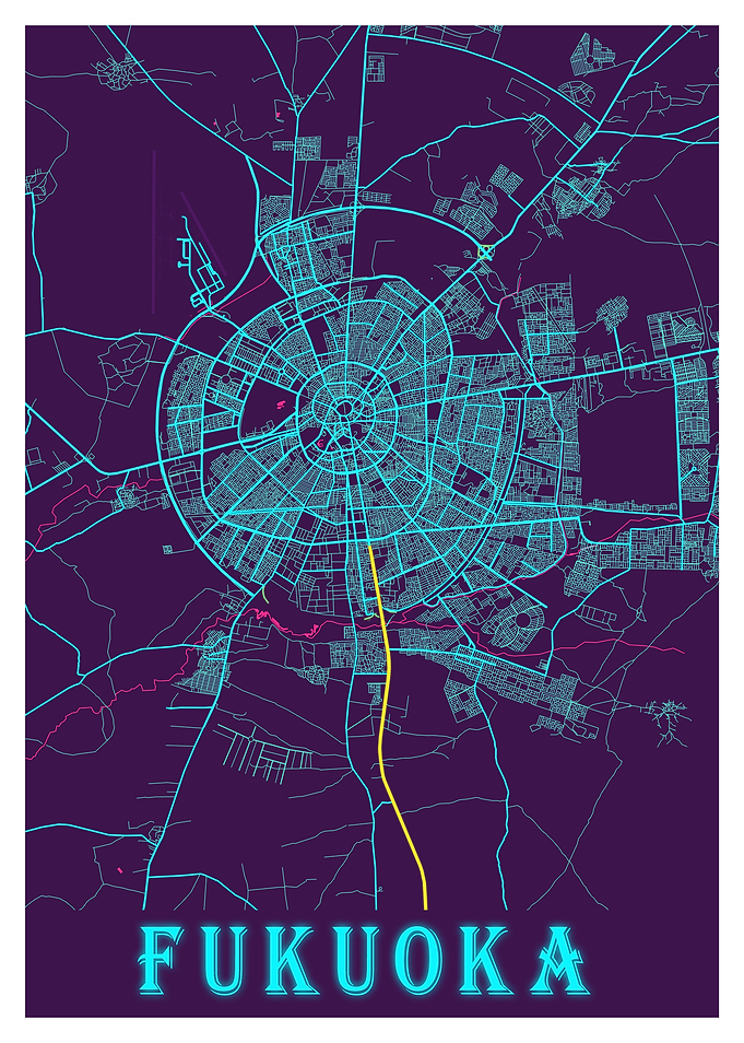 Fukuoka Neon City Map