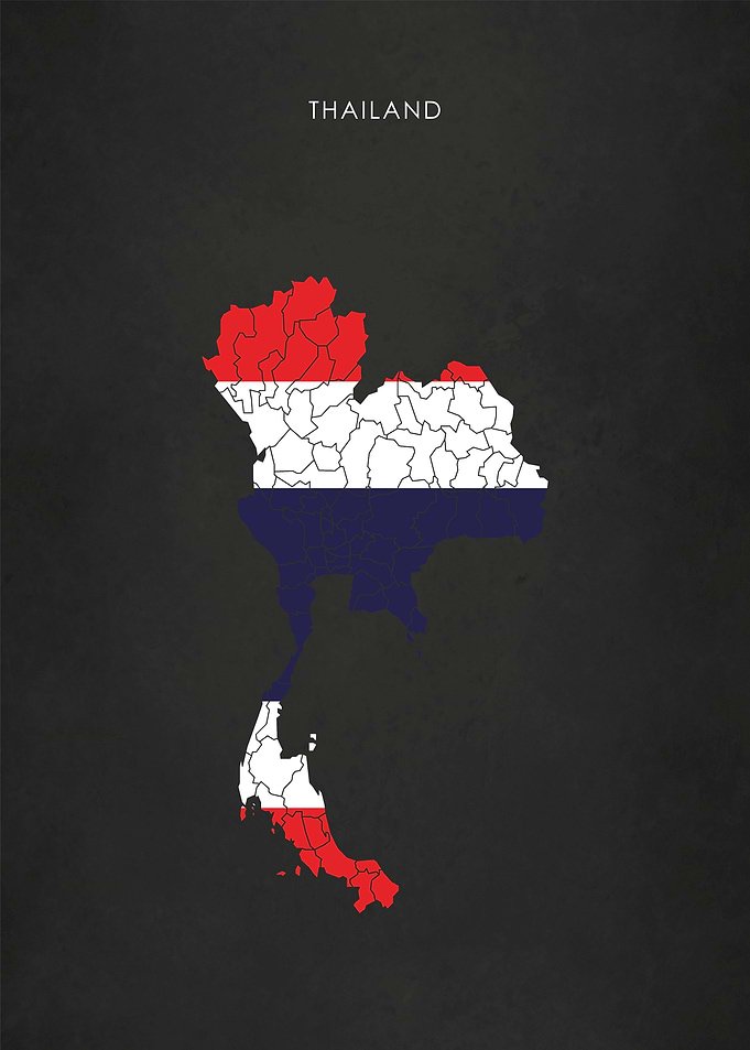 Thailand Flag Map Poster