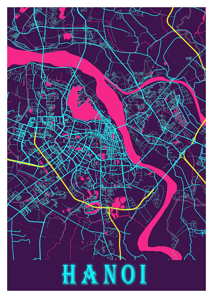 Hanoi Neon City Map
