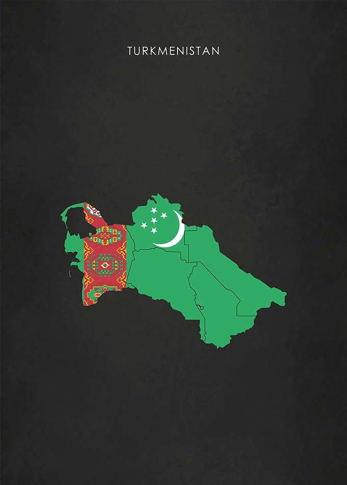Turkmenistan Flag Map