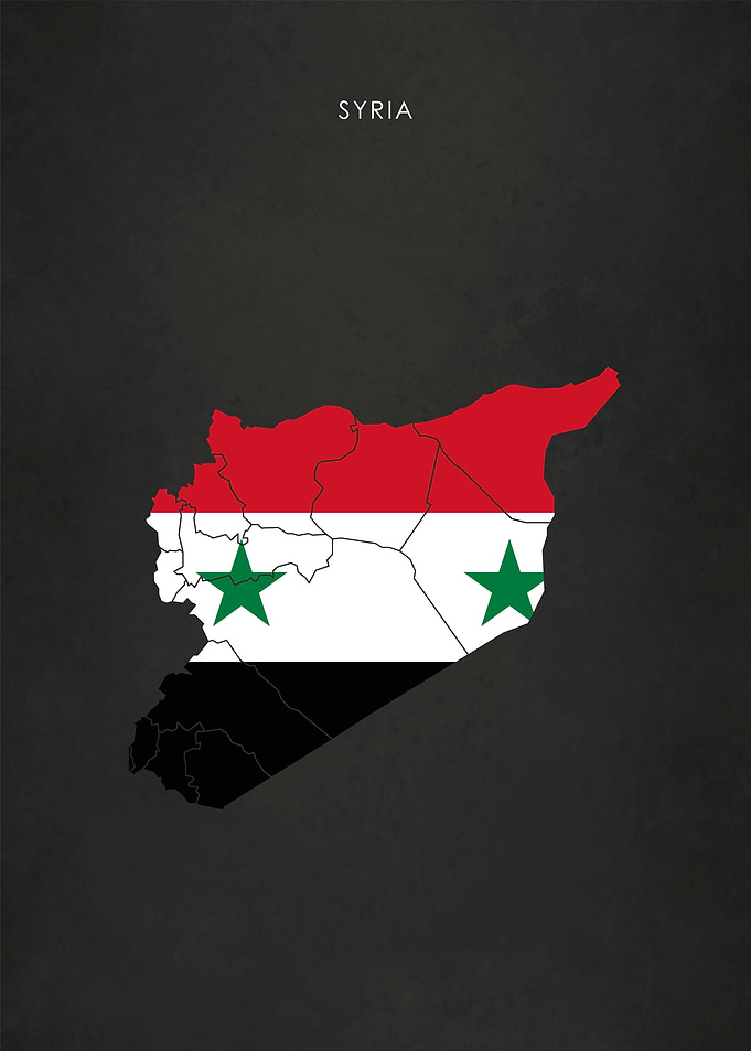 Syria Flag Map Poster