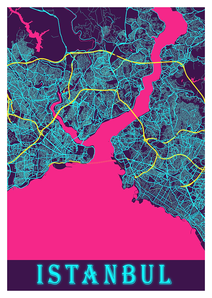 Istanbul Neon City Map