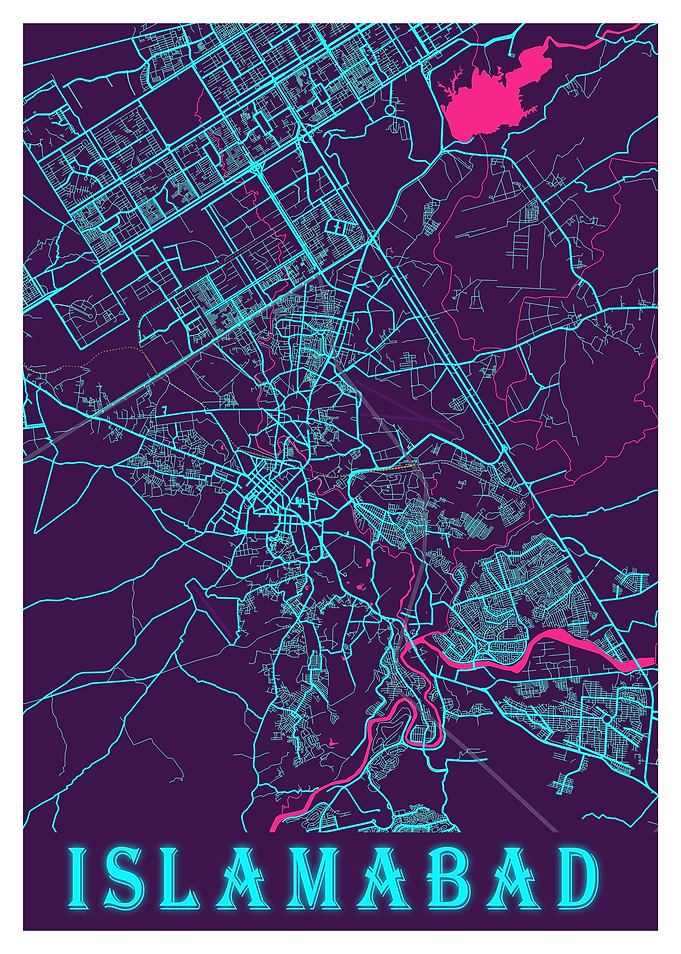 Islamabad Neon City Map
