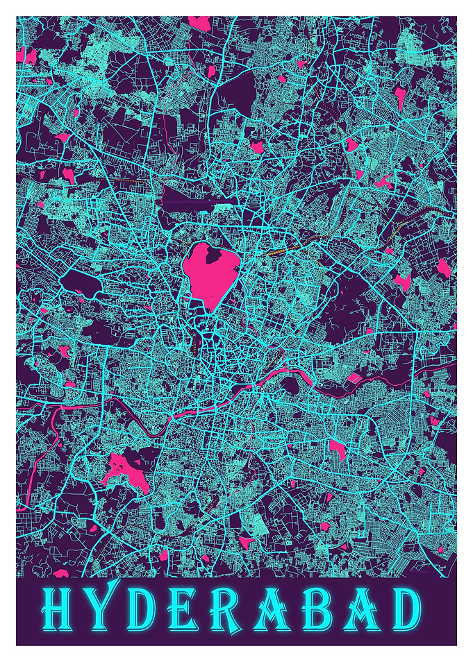 Hyderabad Neon City Map