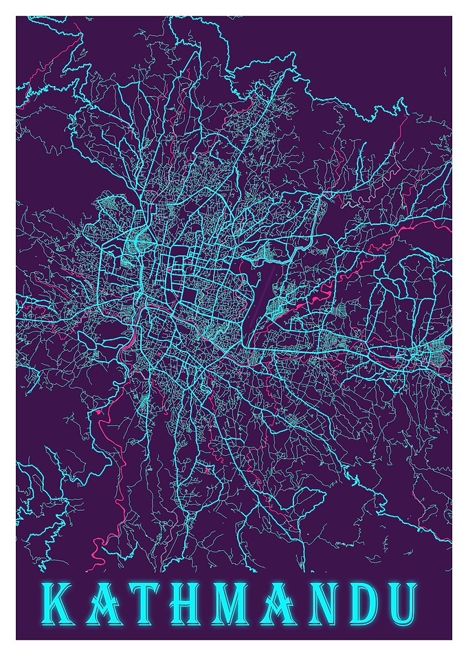 Kathmandu Neon City Map
