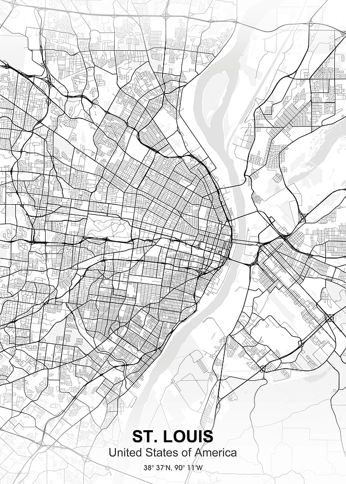 st louis city map white